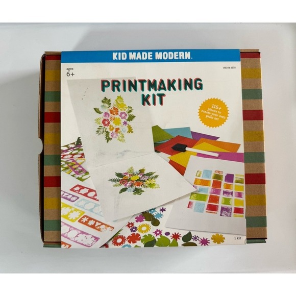 Kid Made Modern Other - KID MADE MODERN Printmaking Activity Art Kit Ages 6+ Paper Stencils Brush NEW